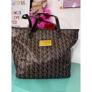 Linea Rosetti Monogram Tote Bag - Black & Brown Pattern (Handle Damage)